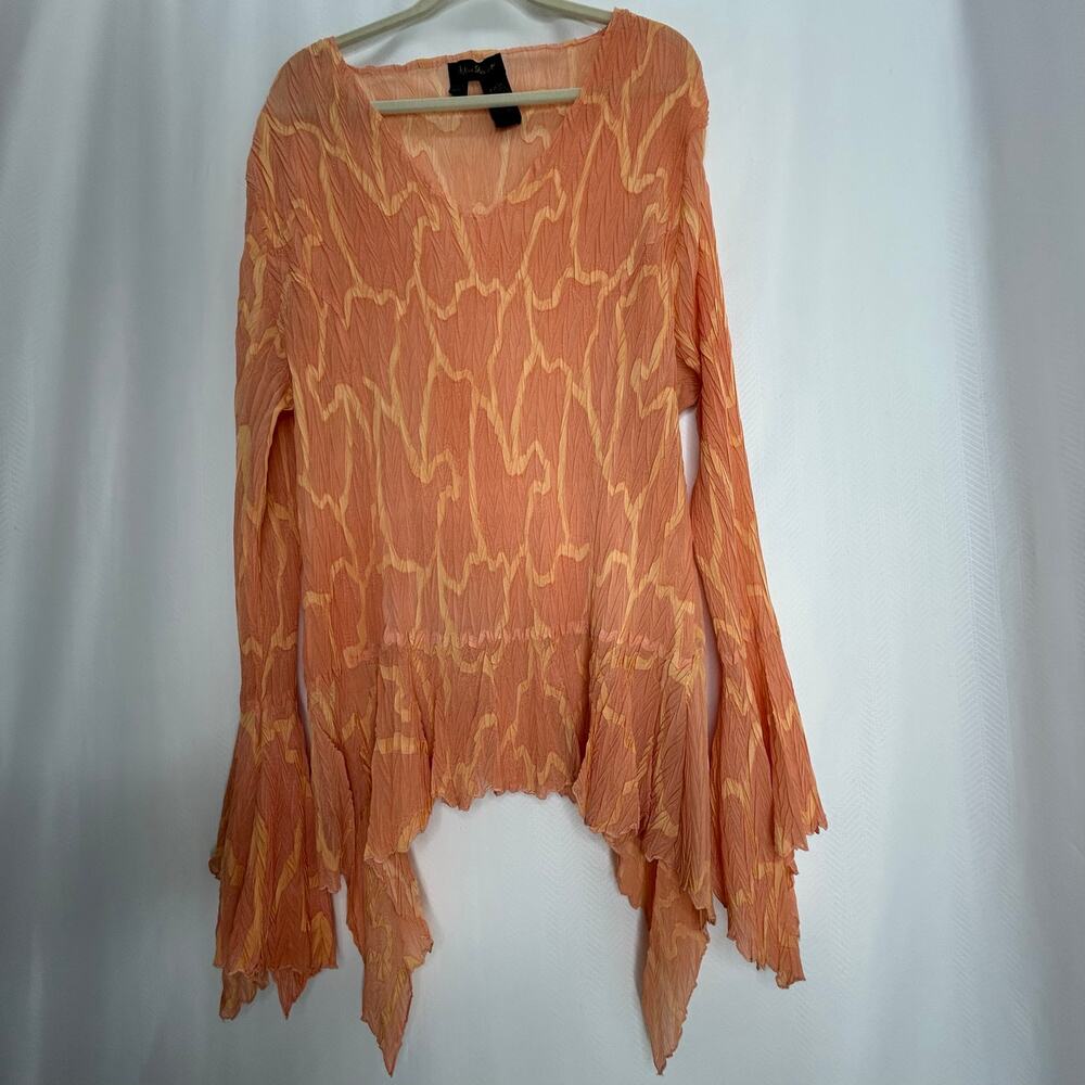 Ashley Stewart boho fairy long sleeve blouse orange 3X